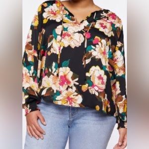 Forever 21 long sleeve floral top 0X